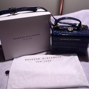 Like-New Navy Blue Croc Mini Kendrick Trunk, Silver Hardware- Brandon Blackwood!